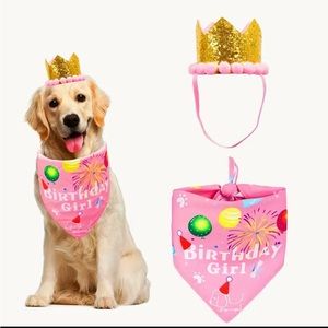 Bundle Dog Birthday Party Supplies, Dog Birthday Banner Bandana Hat Set